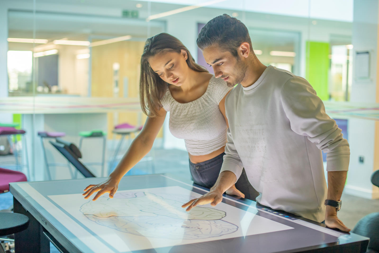 Psychology students completing group work